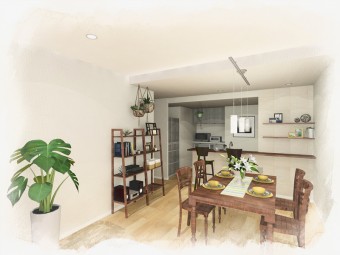 こだわりのクロスとタイルでスタイリッシュで落ち着いた雰囲気に　港区I様邸